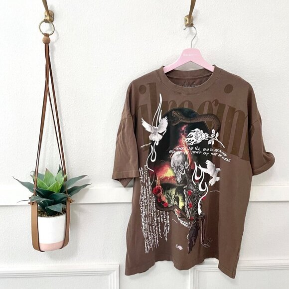 Civil Regime Brown Skull Printed Tee Shirt Size L - Picture 1 of 6